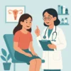 Mujer joven en consulta ginecológica con doctora en Guadalajara