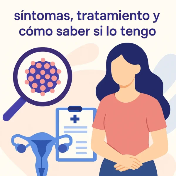 Ilustración simbólica del VPH con sistema reproductivo femenino